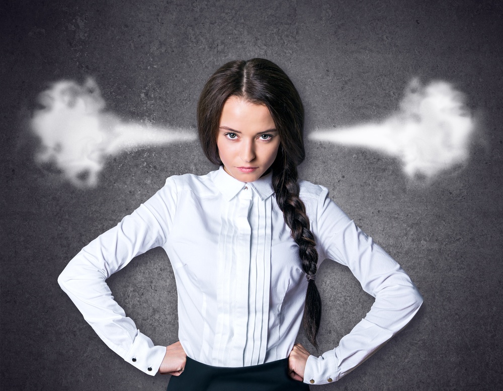 angry woman with steam coming out of head